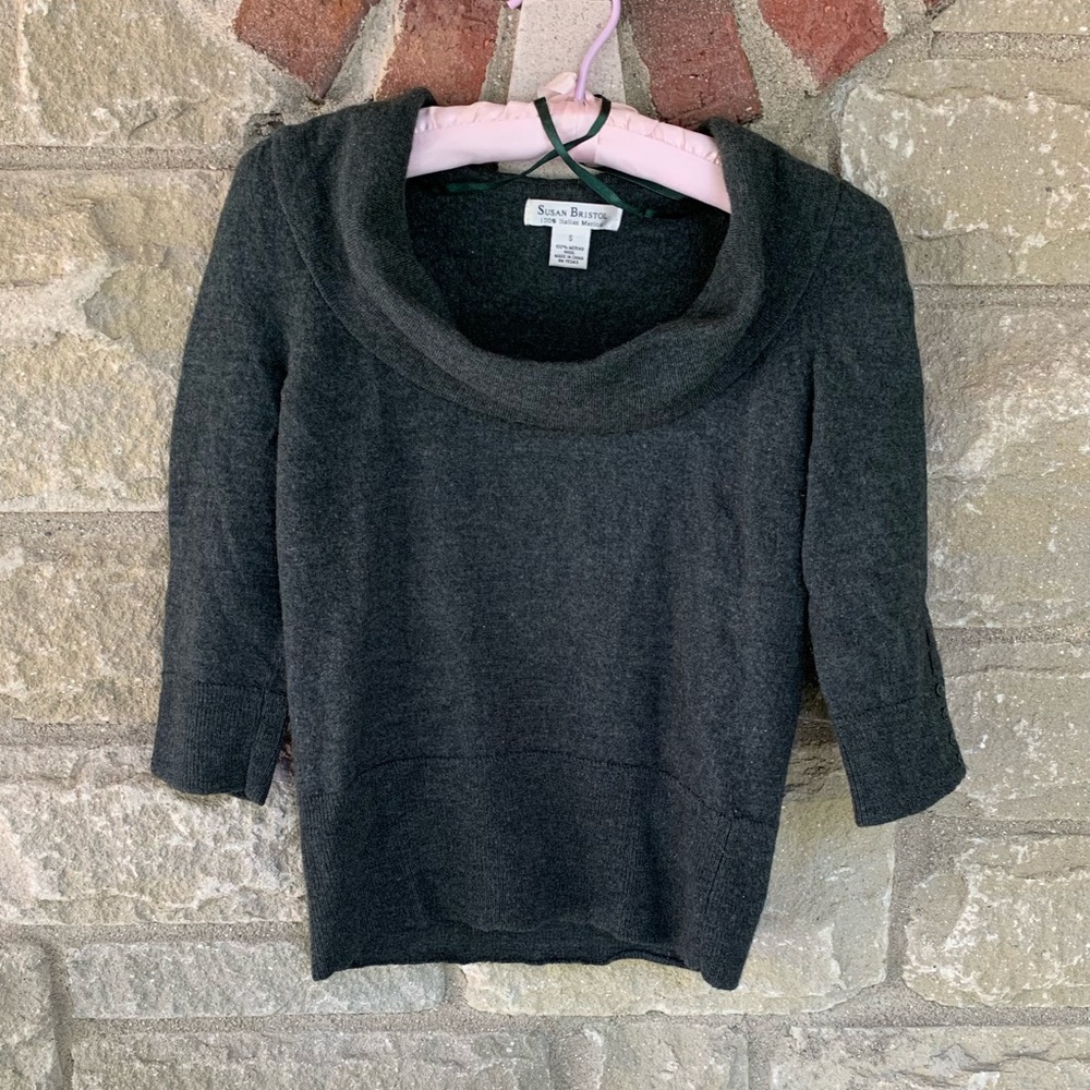 VINTAGE Y2k Susan Bristol 100% merino wool crop cowl sweater